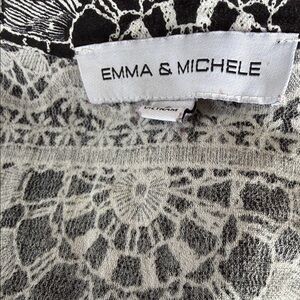 Emma & Michele Black and Cream Lace-Pattern Knit Top